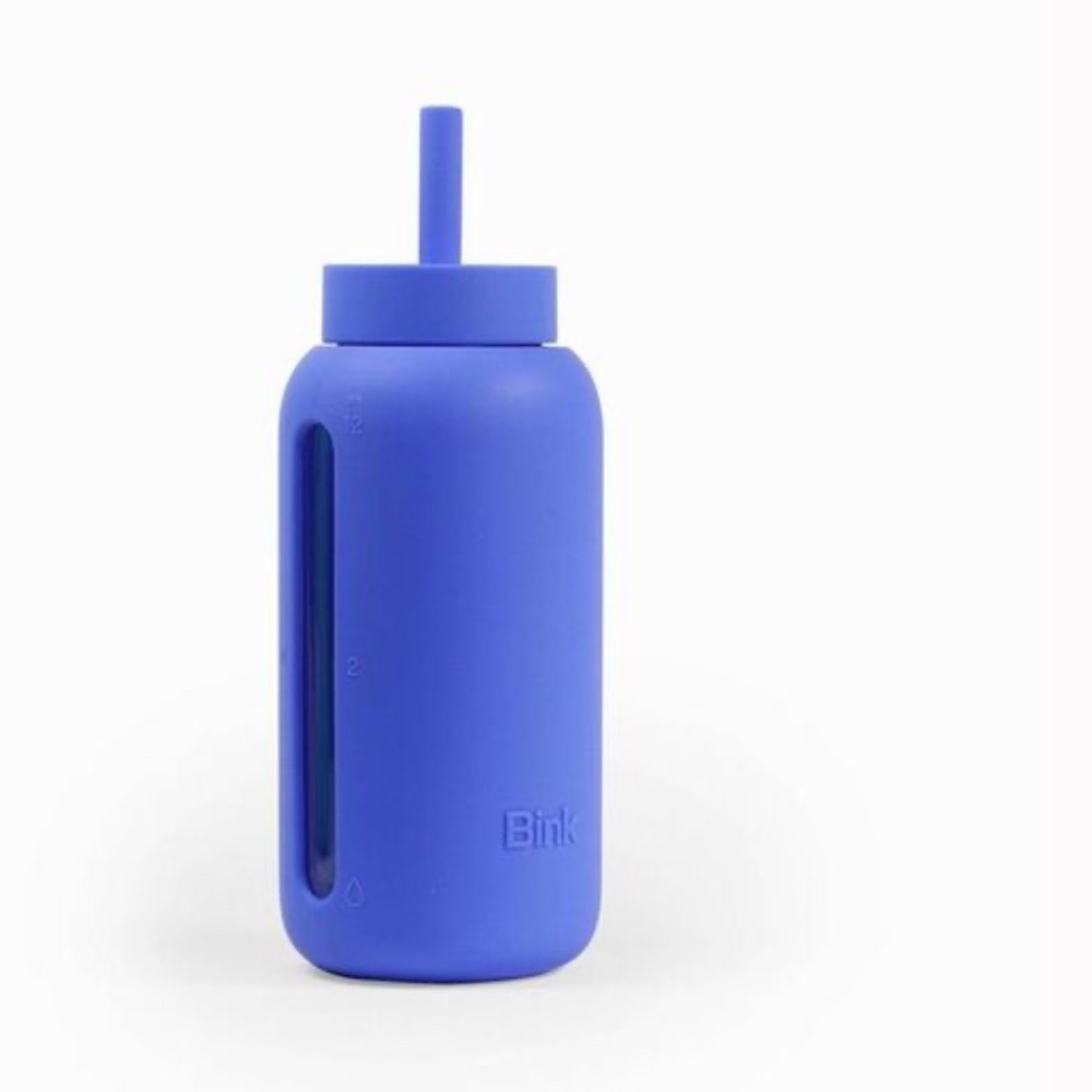 Bink Blue Silicone Water Bottle with Straw